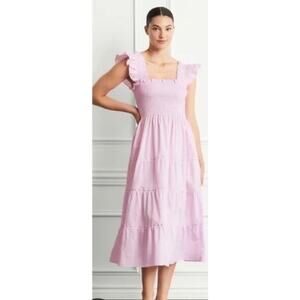 Hill House Home The Ellie Nap Dress Pink Gingham Plaid Midi Size M retail $198